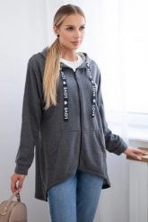 Bluza z dłuższym tyłem i kapturem grafitowa. Szare bluzy damskie KESI, na jesień, l, bez wzorów, z bawełny, bez ramiączek. Za 278.10 zł.