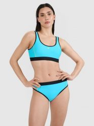4F Góra od bikini damska - niebieska L. Niebieskie bikini 4F, l, bez wzorów, z elastanu. W wyprzedaży za 59.99 zł.