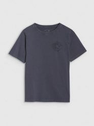 4F T-shirt regular z nadrukiem damski - szary M. Szare t-shirty damskie 4F, m, bez wzorów, z bawełny, klasyczne, bez kołnierzyka, bez ramiączek. W wyprzedaży za 39.99 zł.