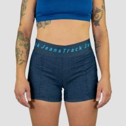 Krótkie dżinsy kobiety wspinaczkowe. Niebieskie jeansy damskie JEANSTRACK, bez wzorów, z bawełny, sportowe, krótkie. Za 319.00 zł.