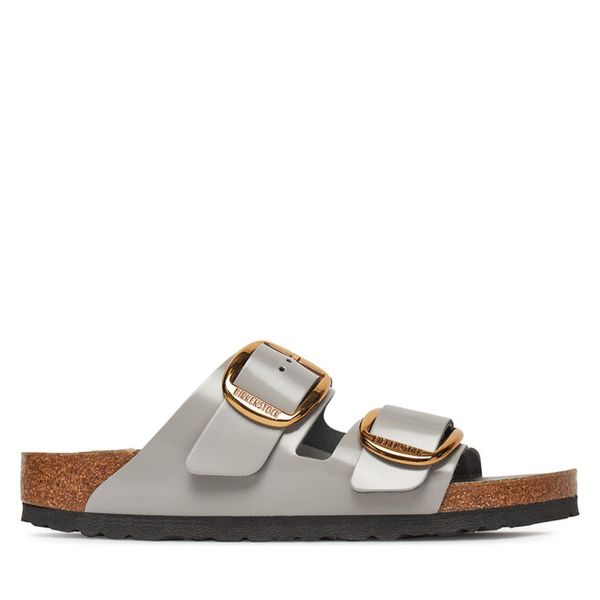 Klapki Birkenstock. Szare klapki damskie Birkenstock, bez wzorów, bez obcasa, bez zapięcia. Za 479.99 zł.