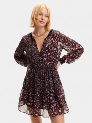 Desigual Sukienka letnia Doque 24SWVW20 Czarny Regular Fit. Czarne sukienki damskie Desigual, na lato, s, bez wzorów, z syntetyku, bez kołnierzyka, bez ramiączek. Za 299.99 zł.