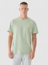 4F T-shirt oversize z nadrukiem męski - oliwkowy XS. Brązowe t-shirty męskie 4F, m, bez wzorów, z bawełny, bez kołnierzyka, bez ramiączek. W wyprzedaży za 29.99 zł.