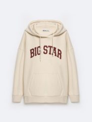 Bluza damska z kapturem z logo BIG STAR beżowa Rubialsa 103. Białe bluzy damskie BIG STAR, l, bez wzorów, z materiału, retro, bez ramiączek, z kapturem. W wyprzedaży za 199.99 zł.