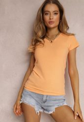 Pomarańczowy T-shirt Doriamara. Brązowe koszulki sportowe damskie Renee, l, bez wzorów, z bawełny, bez ramiączek. Za 29.99 zł.