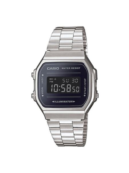 Casio Zegarek Vintage A168WEM-1EF Srebrny. Szare, cyfrowe zegarki damskie Casio, srebrne. Za 219.99 zł.