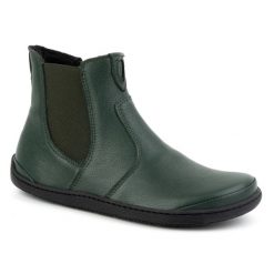 Olivier Damskie buty barefoot sztyblety z zamkiem ocieplane 1263 zielone. Zielone botki damskie bez wzorów, ze skóry, biznesowe, bez obcasa, bez zapięcia. Za 529.52 zł.