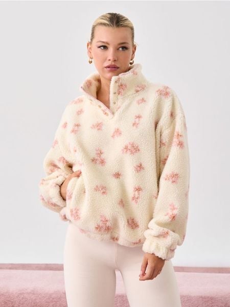 Bluza sherpa ze stójką - Inny. Bluzy damskie Sinsay, l, bez wzorów, bez ramiączek, bez kaptura. Za 59.99 zł.