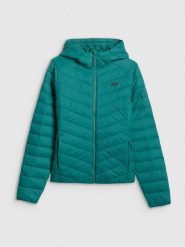 4F Kurtka z wypełnieniem syntetycznym damska - zielona S. Zielone kurtki sportowe damskie 4F, s, bez wzorów, z materiału, bez ramiączek, bez kaptura. Za 269.99 zł.