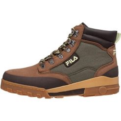 Buty turystyczne męskie Fila Grunge II Mid CVS trapery. Brązowe buty zimowe męskie Fila, bez wzorów, bez obcasa, bez zapięcia. W wyprzedaży za 321.00 zł.
