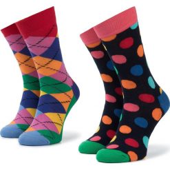 Zestaw 2 par wysokich skarpet unisex HAPPY SOCKS - XBDO02-6500 Kolorowy. Skarpety męskie Happy Socks, bez wzorów, z bawełny. Za 79.90 zł.