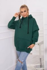 Bluza ocieplana z półgolfem ciemno zielona. Zielone bluzy damskie KESI, l, bez wzorów, z bawełny, bez ramiączek, bez kaptura. Za 238.37 zł.