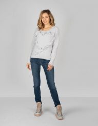 Trussardi Jeans Sweter | 56M00143 0F000206 | Kobieta | Szary. Szare jeansy damskie TRUSSARDI, l, bez wzorów, z jeansu, bez kołnierzyka, bez ramiączek. W wyprzedaży za 239.00 zł.