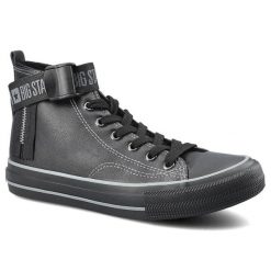 Czarne Trampki Big Star Damskie Wygodne Półbuty. Czarne półbuty damskie BIG STAR, bez wzorów, ze skóry ekologicznej, retro, bez obcasa, na płaskiej podeszwie, bez zapięcia. Za 99.00 zł.