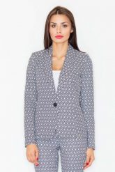 Elegancki Wzorzysty Żakiet na Jeden Guzik Wzór 29. Czarne marynarki i żakiety damskie Figl, bez wzorów, z materiału, eleganckie, bez kołnierzyka, bez ramiączek. Za 279.00 zł.