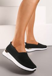 Czarne Tenisówki Elastyczne z Metaliczną Wstawką na Zapiętku Jestella. Czarne trampki i tenisówki damskie Renee, bez wzorów, z jeansu, bez zapięcia. Za 44.99 zł.