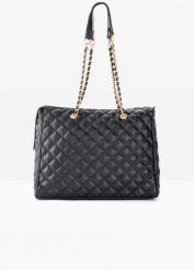 Torebka shopper. Czarne shopperki damskie bonprix, bez wzorów, pikowane, bez dodatków. Za 147.99 zł.
