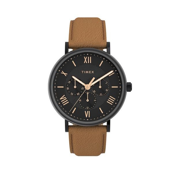 Zegarek Timex. Brązowe zegarki męskie Timex, bez wzorów. Za 299.99 zł.