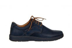 Półbuty Bayla-081 958 Juma Blue AX 081121, Granatowy, Skóra naturalna - 42. Niebieskie buty sportowe męskie Bayla, bez wzorów, z materiału, bez zapięcia. W wyprzedaży za 247.49 zł.