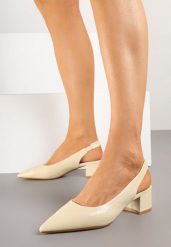 Beżowe Sandały Slingback Vices na Słupku Zdobione Perforacją Telanisia. Brązowe sandały damskie Born2be, z aplikacjami, z jeansu, ze szpiczastym noskiem, bez obcasa, na obcasie, bez zapięcia. Za 54.99 zł.