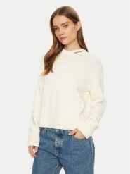 Calvin Klein Jeans Sweter Logo Embro J20J225073 Écru Regular Fit. Swetry nierozpinane damskie Calvin Klein Jeans, l, bez wzorów, z bawełny, bez kołnierzyka, bez ramiączek. Za 479.99 zł.