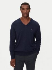 Tommy Hilfiger Sweter Pima Org Ctn MW0MW28047 Granatowy Regular Fit. Niebieskie swetry męskie Tommy Hilfiger, l, bez wzorów, z bawełny, bez kołnierzyka, bez ramiączek. Za 389.99 zł.