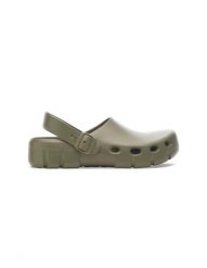 Sandały Birkenstock Birki Flow EVA. Zielone sandały damskie Birkenstock, bez wzorów, z materiału, bez obcasa, bez zapięcia. Za 355.15 zł.