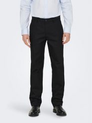 Only & Sons Spodnie materiałowe Edge-Ed 22024468 Czarny Relaxed Fit. Czarne spodnie materiałowe męskie Only & Sons, bez wzorów, z materiału. Za 129.99 zł.