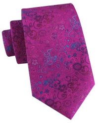 Męski Krawat - Fuksja w Drobny Wzór Kwiatowy - Alties. Czerwone krawaty i muchy Alties, bez wzorów, z tkaniny, eleganckie. Za 55.00 zł.