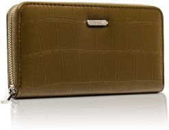 Portfel khaki croco David Jones P110-510A-6018 BREEN. Brązowe portfele damskie David Jones, ze skóry ekologicznej. Za 46.00 zł.