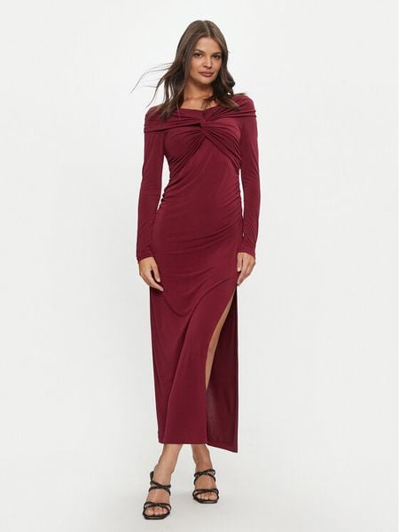 ViCOLO Sukienka wieczorowa TS0240 Bordowy Slim Fit. Czerwone sukienki damskie ViCOLO, m, bez wzorów, z syntetyku, wizytowe, bez kołnierzyka, bez ramiączek. Za 259.99 zł.