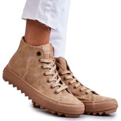 Trampki Damskie Big Star Wysokie Ocieplane Camel GG274072 beżowy. Brązowe trampki i tenisówki damskie bez wzorów, bez zapięcia. Za 205.59 zł.