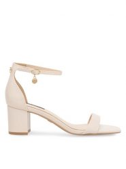 Nine West Sandały WFA2625-1 Beżowy. Brązowe sandały damskie Nine West, bez wzorów, z syntetyku, bez obcasa, na słupku, bez zapięcia. Za 153.99 zł.