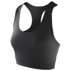 Top Damski / Damski Impact Softex Crop Top. Czarne koszulki sportowe damskie SPIRO, xl, bez wzorów, bez ramiączek. Za 63.99 zł.