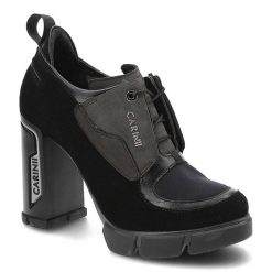 Czarne Półbuty Carinii Modne Skórzane Buty Damskie. Czarne półbuty damskie Carinii, bez wzorów, ze skóry, eleganckie, bez obcasa, na obcasie, bez zapięcia. Za 385.00 zł.