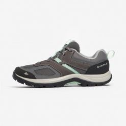 Buty turystyczne damskie Quechua MH100. Szare obuwie trekkingowe damskie QUECHUA, z kauczuku, bez zapięcia. Za 169.99 zł.