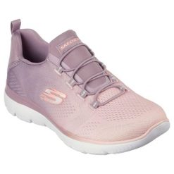 Damskie SUMMITS BRIGHT CHARMER Sneakersy Jasny fiolet. Fioletowe obuwie sportowe damskie Skechers, bez wzorów, z materiału, bez zapięcia. Za 363.00 zł.