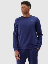 4F Bluza dresowa nierozpinana bez kaptura męska - granatowa XL. Niebieskie bluzy męskie 4F, l, bez wzorów, z bawełny, klasyczne, bez ramiączek, bez kaptura. W wyprzedaży za 99.99 zł.