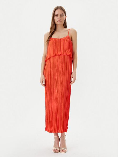 Lola Casademunt by Maite Sukienka letnia MS2516003 Pomarańczowy Regular Fit. Brązowe sukienki damskie Lola Casademunt by Maite, na lato, xs, bez wzorów, z syntetyku, bez kołnierzyka, bez ramiączek. Za 419.99 zł.