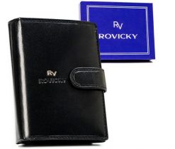 Portfel skórzany Rovicky RV-7680278-9-BCA czarny. Czarne portfele męskie ROVICKY, bez wzorów, ze skóry. Za 70.00 zł.