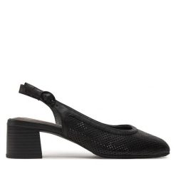 Sandały Tamaris. Czarne sandały damskie Tamaris, bez wzorów, bez obcasa, na słupku, bez zapięcia. Za 319.99 zł.