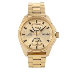 Zegarek HUGO. Żółte zegarki męskie Hugo, bez wzorów, złote. Za 869.99 zł.