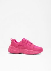 Sneakersy chunky. Czerwone obuwie sportowe damskie bonprix, bez wzorów, z materiału, bez zapięcia. Za 122.99 zł.