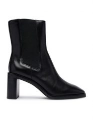 Calvin Klein Botki Block Heel Chelsea Boot Lth HW0HW03177 Czarny. Czarne botki damskie Calvin Klein, bez wzorów, ze skóry, bez obcasa, na słupku, bez zapięcia. Za 799.99 zł.