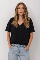 T-SHIRT BALI CZARNY XS - Flawless. Czarne t-shirty damskie Flawless, uniwersalny, bez wzorów, z bawełny, klasyczne, bez kołnierzyka, bez ramiączek. Za 190.00 zł.