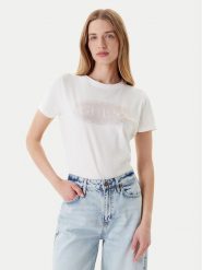 Guess T-Shirt V5YI08 J1314 Biały Regular Fit. Białe t-shirty damskie Guess, xl, z aplikacjami, z bawełny, bez kołnierzyka, bez ramiączek. Za 109.99 zł.