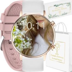Smartwatch Rubicon RNCF09 + biały pasek Różowy (RNCF09). Białe zegarki smartwatch Rubicon, bez wzorów. Za 199.00 zł.