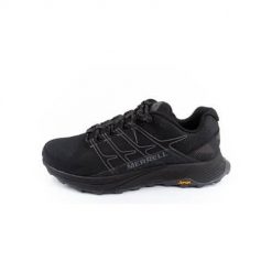 Buty do chodzenia męskie Merrell Moab Flight. Czarne buty sportowe męskie Merrell, bez wzorów, z materiału, bez zapięcia, trekkingowe. W wyprzedaży za 488.50 zł.