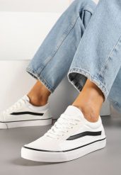Biało-Czarne Tenisówki z Boczną Naszywką Simeris. Białe trampki i tenisówki damskie Renee, z aplikacjami, bez zapięcia. Za 69.99 zł.