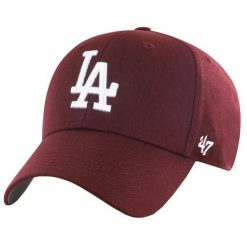 Czapka z daszkiem dla dorosłych 47 Brand Los Angeles Dodgers Cap. Czerwone czapki damskie 47 Brand, bez wzorów, z wełny, sportowe. Za 99.99 zł.